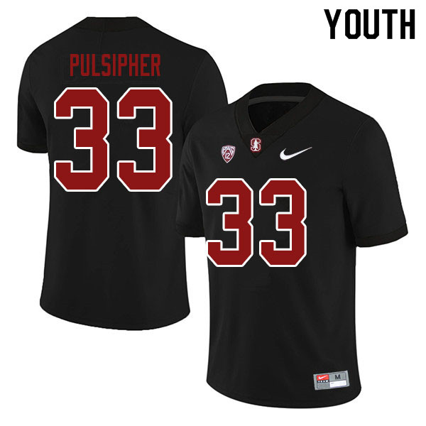 Youth #33 Anson Pulsipher Stanford Cardinal College Football Jerseys Sale-Black - Click Image to Close